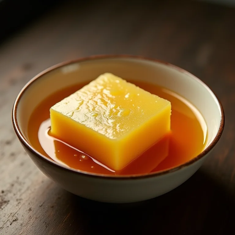 Gordura hidrogenada sólida ao lado de caldo de legumes saudável