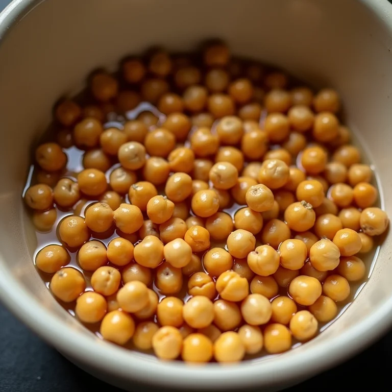 Grão de bico sendo preparado para o cozimento.