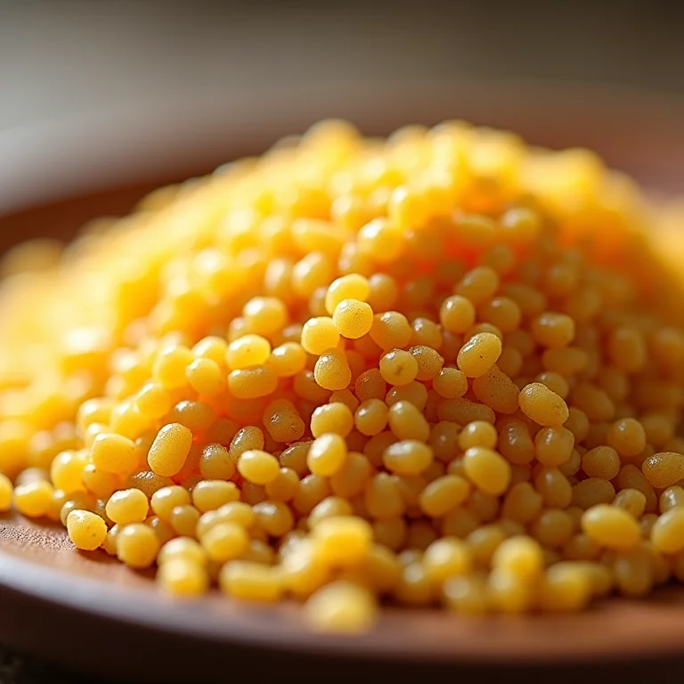 Grão de quinoa com destaque para seus nutrientes.