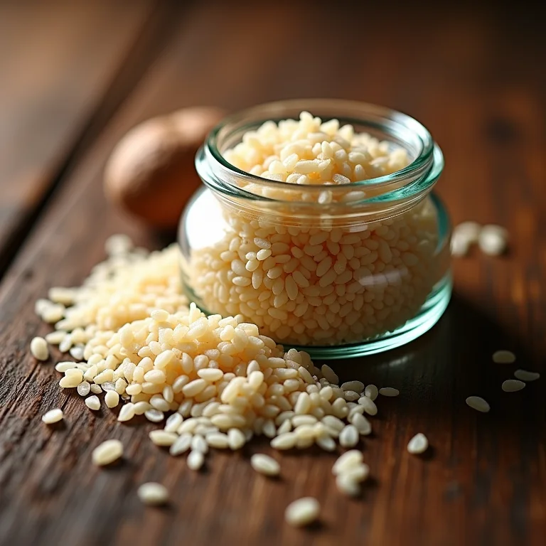 Grãos de arroz em pote de cravo-da-índia