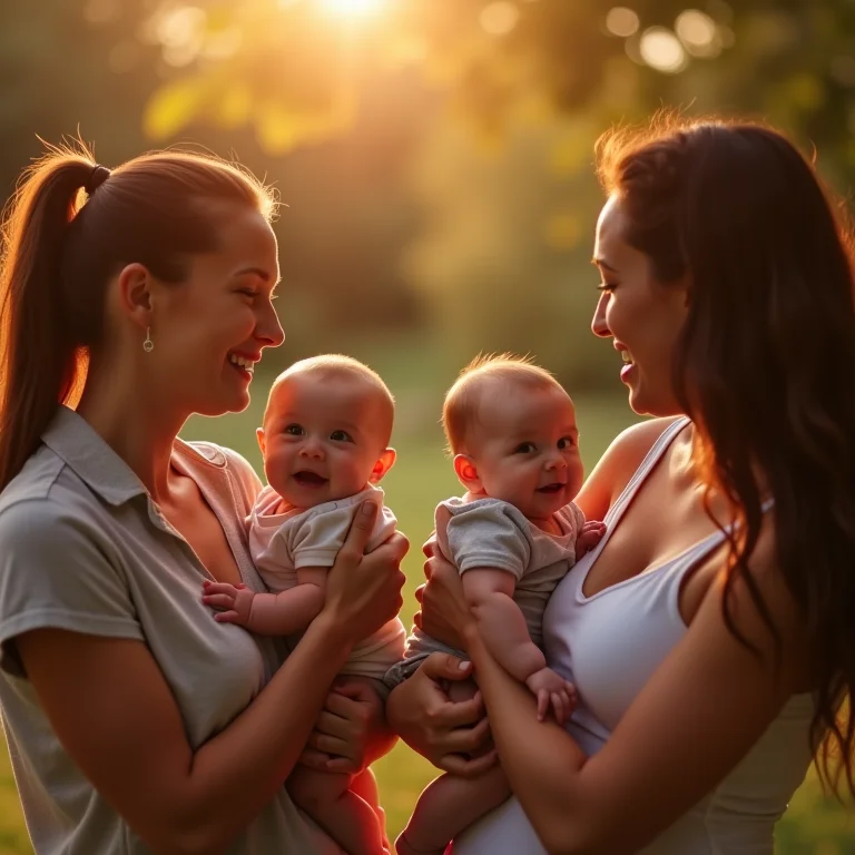 Grupo diversificado de mães segurando seus bebês, representando diferentes experiências.