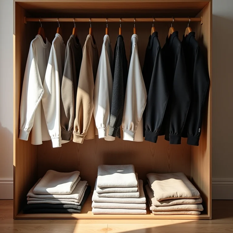 Guarda-roupa organizado e com roupas para doação