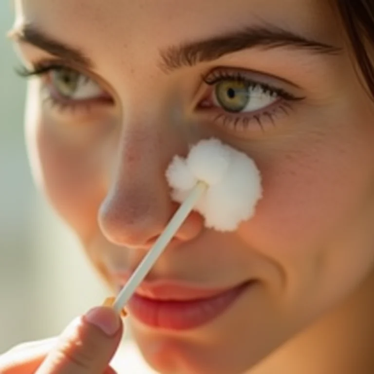 Higiene ocular diária com cotonete.