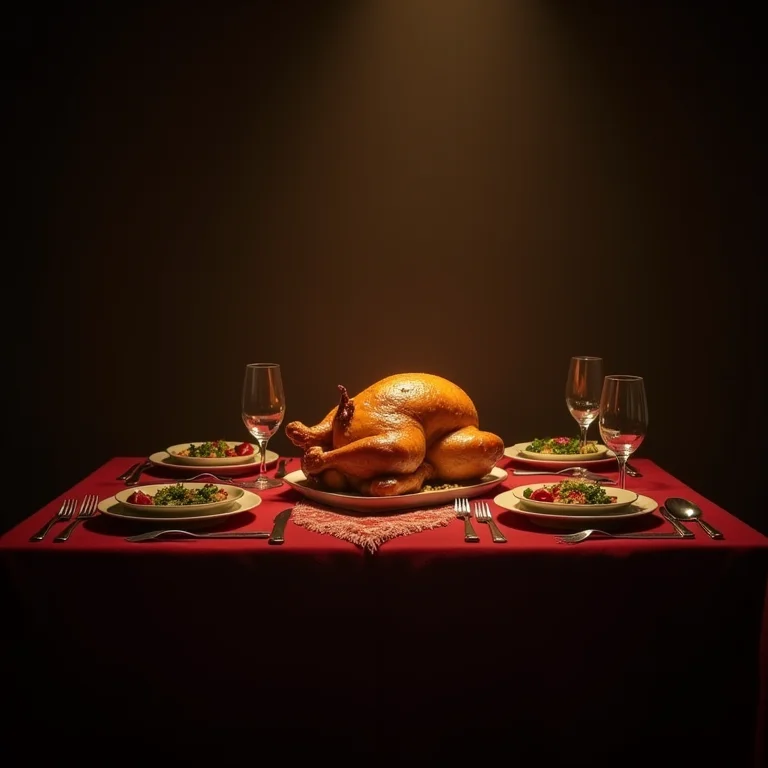 Iluminação inadequada em mesa de Natal, criando sombras