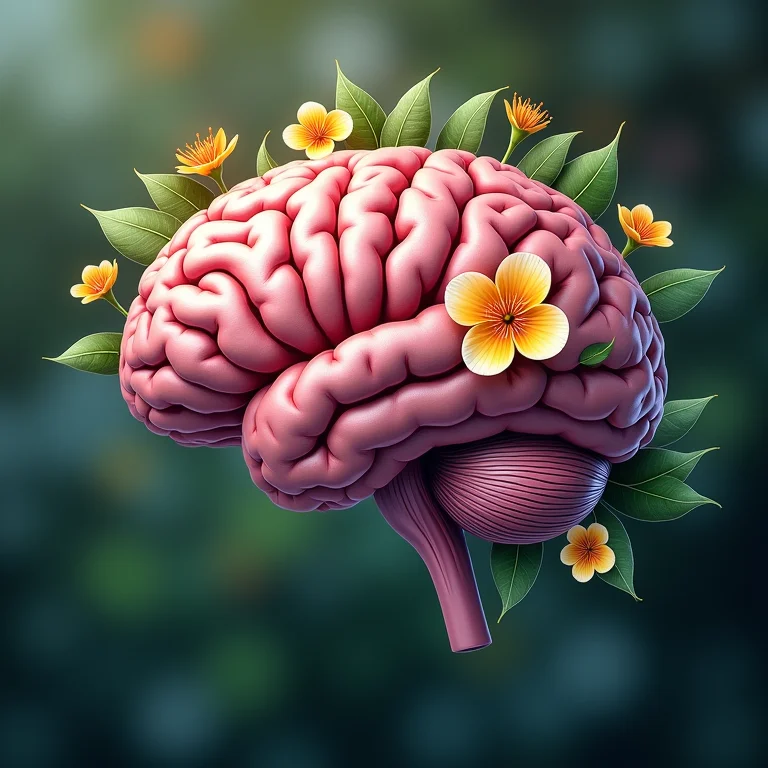 Ilustração do cérebro com jasmim.