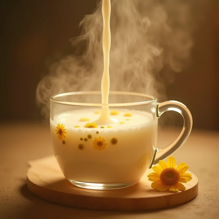 Infusão de camomila em leite quente