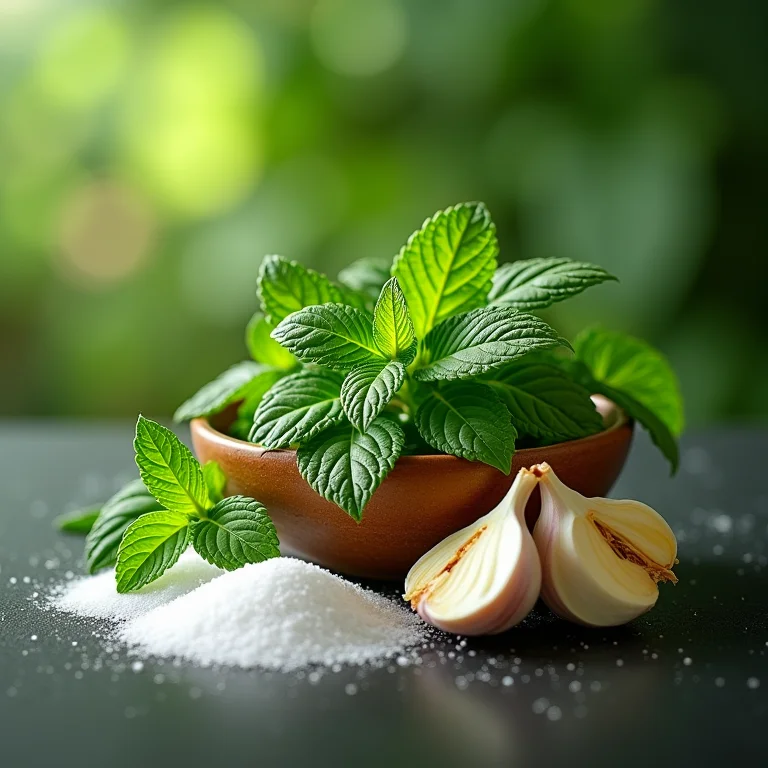 Ingredientes frescos para o molho de menta.