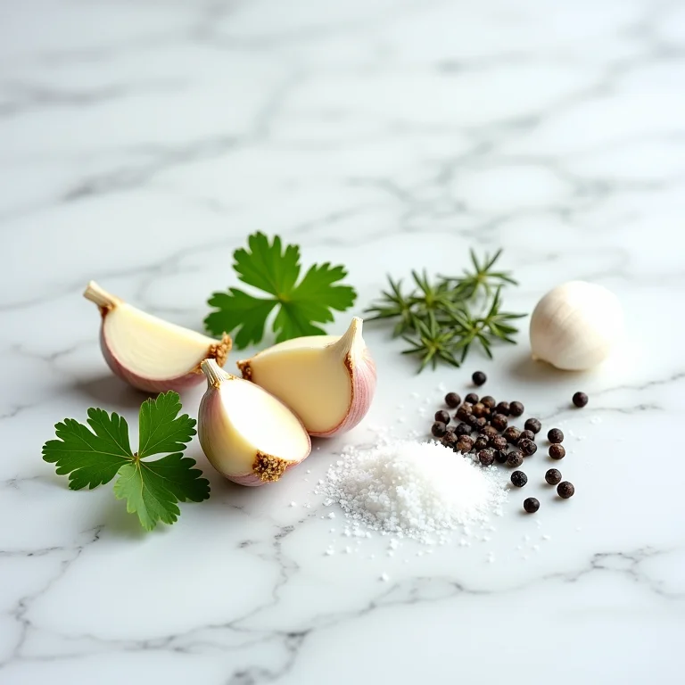 Ingredientes naturais e saudáveis para tempero de pão de alho caseiro
