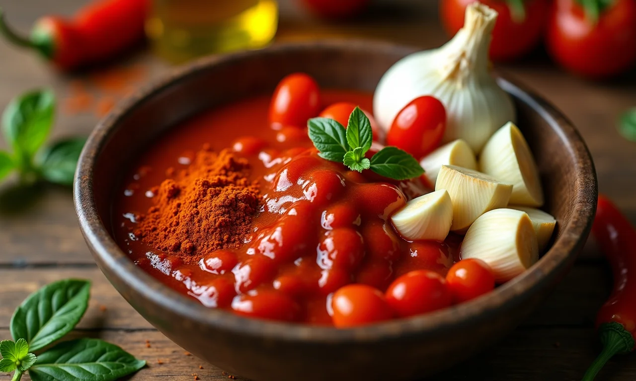 Ingredientes para o molho brava.