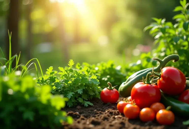 Jardim com azedinha e outros ingredientes frescos