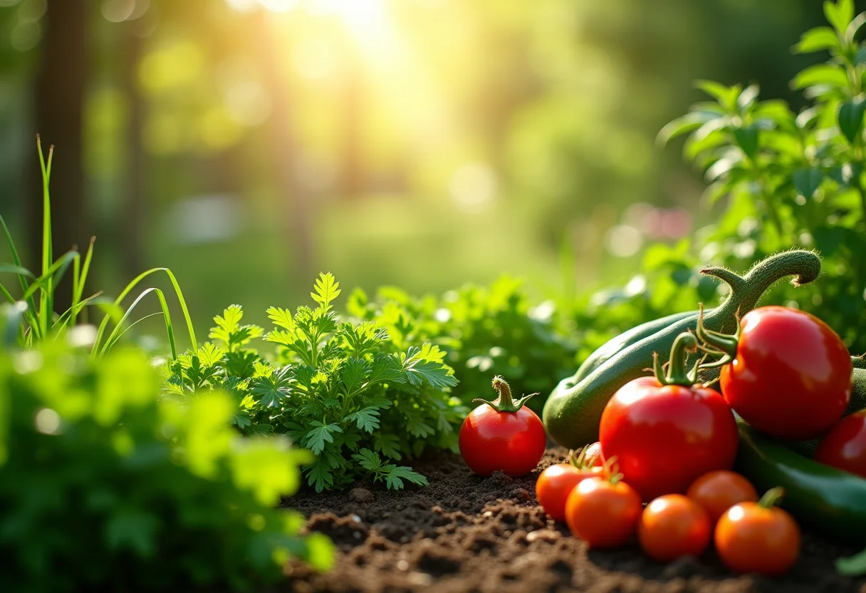 Jardim com azedinha e outros ingredientes frescos