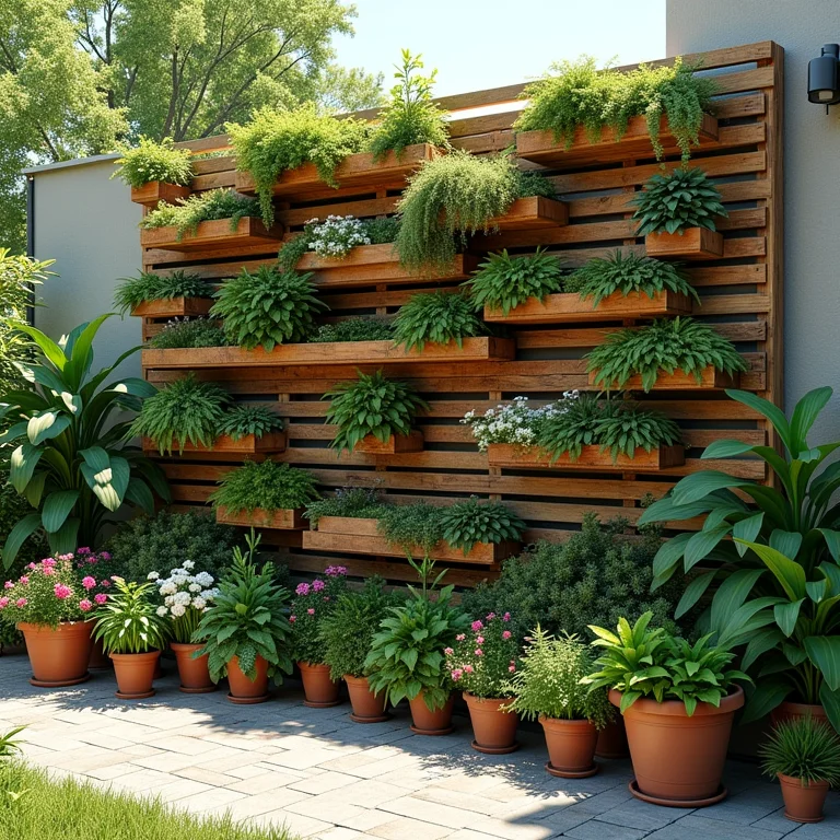 Jardim vertical charmoso feito com pallets