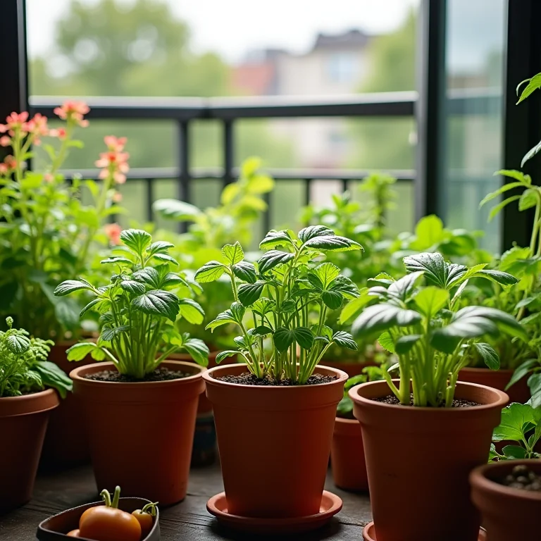 Jardinagem urbana em uma varanda ensolarada