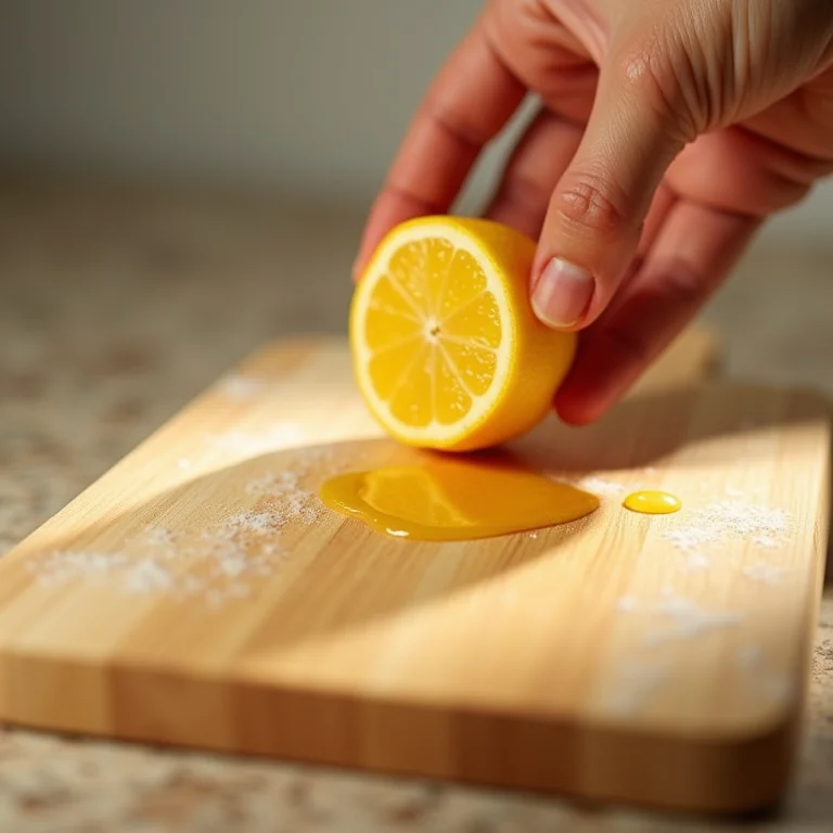 Limão sendo espremido em tábua de corte.