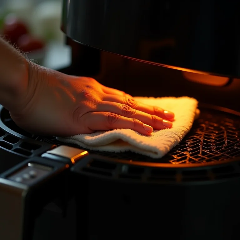 Limpando a resistência da airfryer.