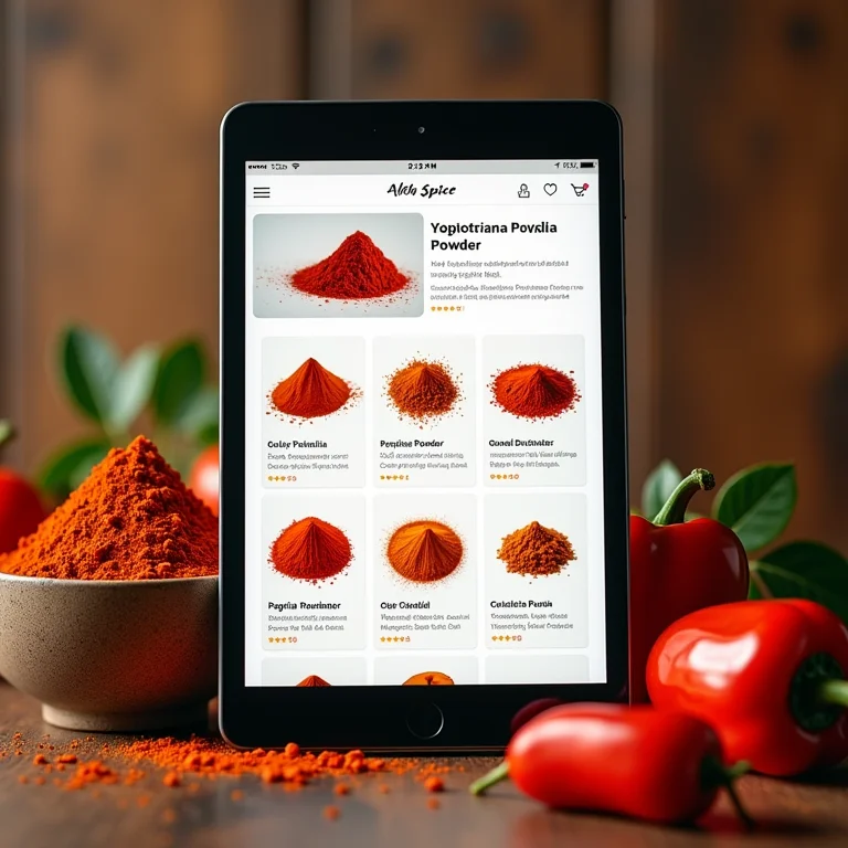 Loja online de temperos com pimentão em pó.