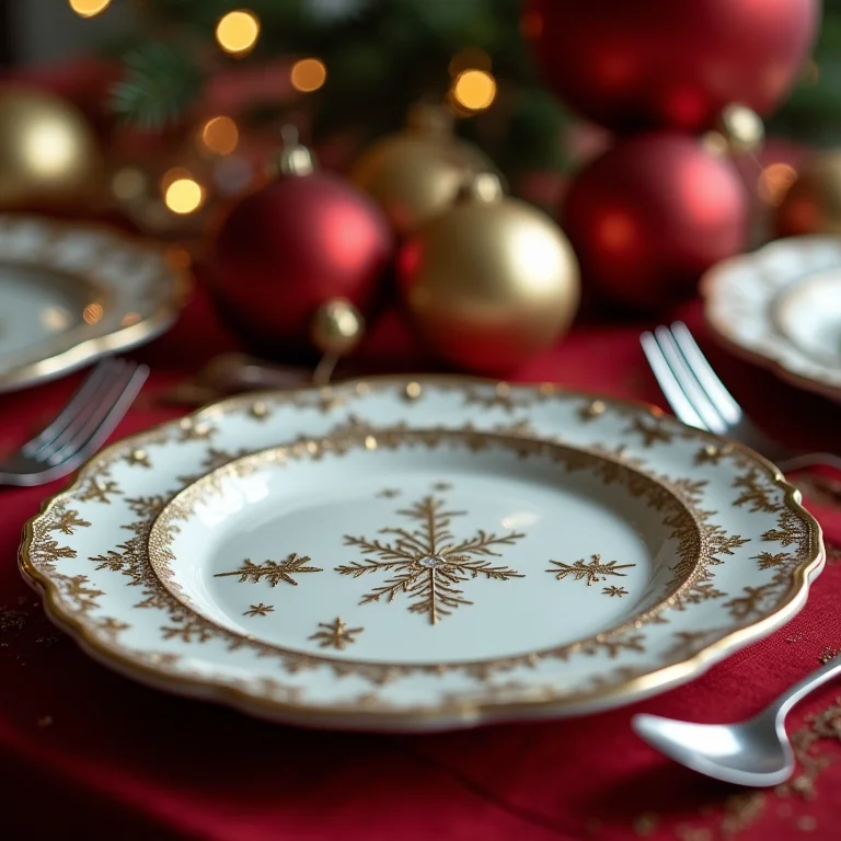 Louças descombinadas e danificadas na mesa de Natal.