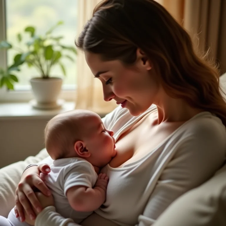 Mãe amamentando seu bebê, promovendo a amamentação