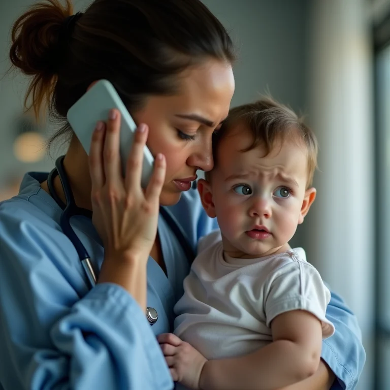 Mãe preocupada falando com médico