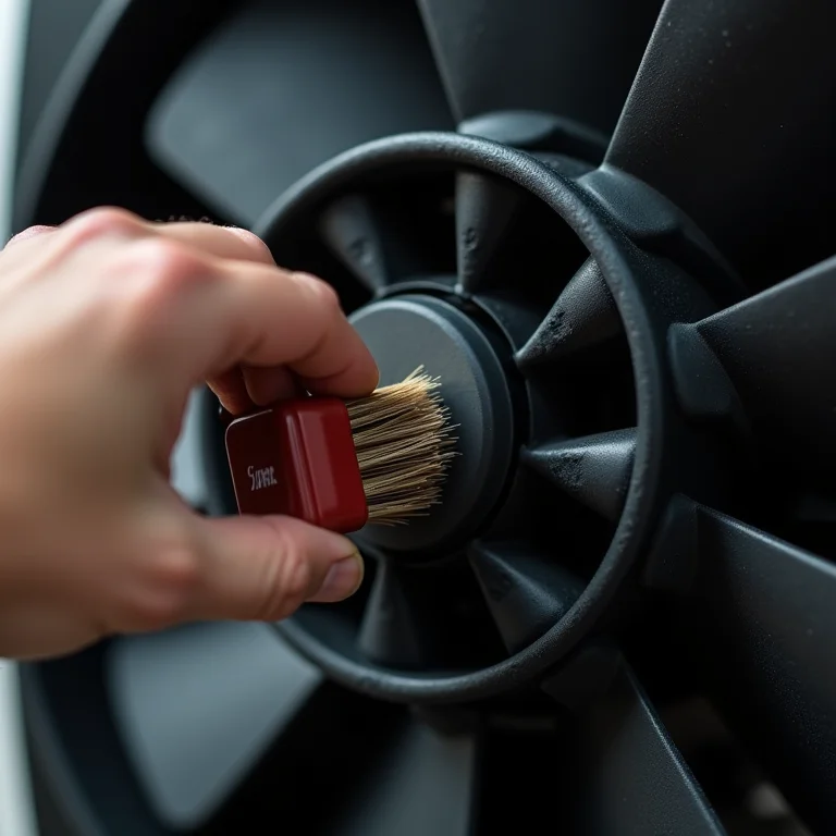 Mão limpando o motor de um exaustor para prolongar sua vida útil