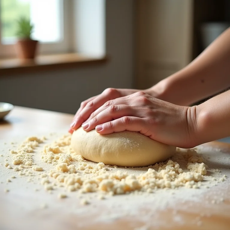 Mãos de padeiro sovando massa de pão de quinoa