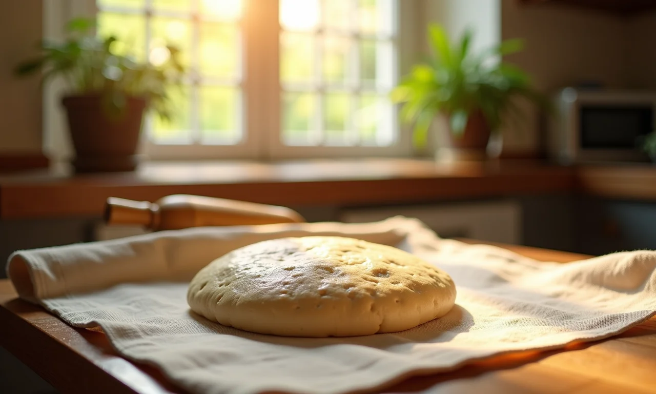 Massa de pão sírio descansando.