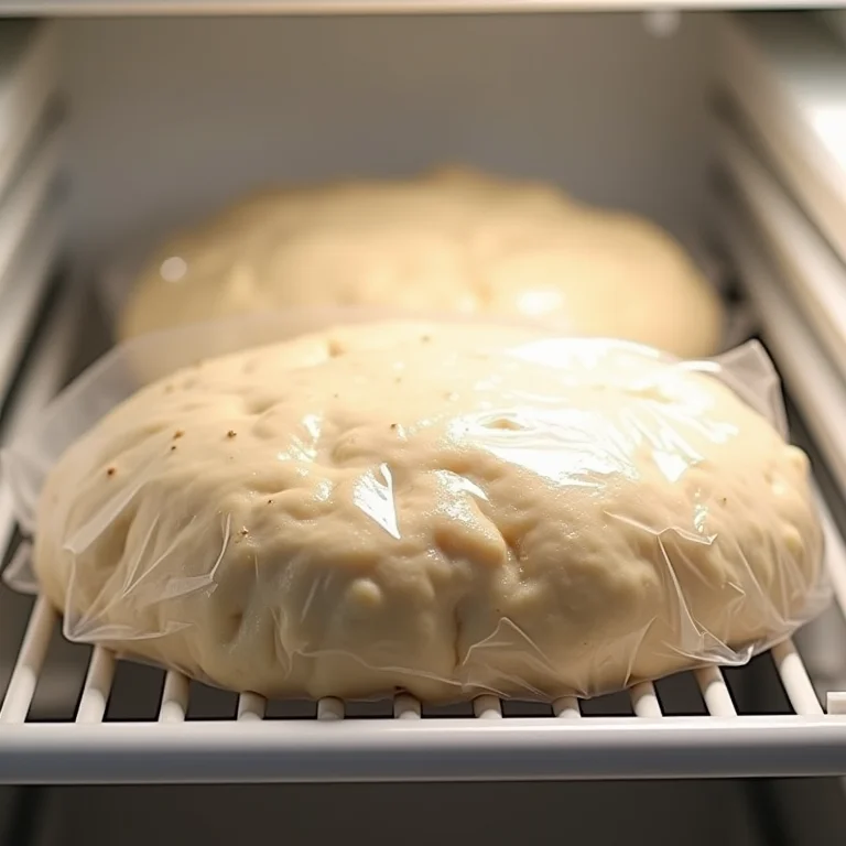 Massa de pizza com aveia armazenada na geladeira