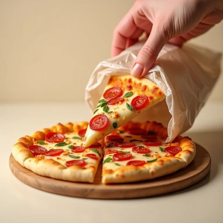 Massa de pizza com aveia sendo congelada em um saco plástico