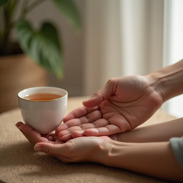 Massagem nas articulações com chá de jasmim para alívio da dor.