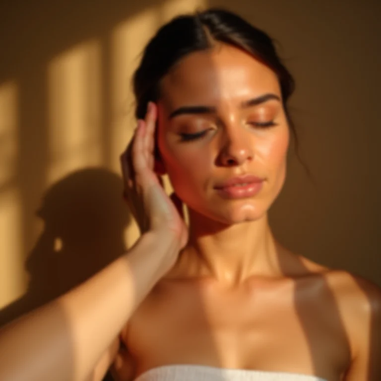 Massagem nas têmporas com óleo de canela para alívio de dores e inflamações.