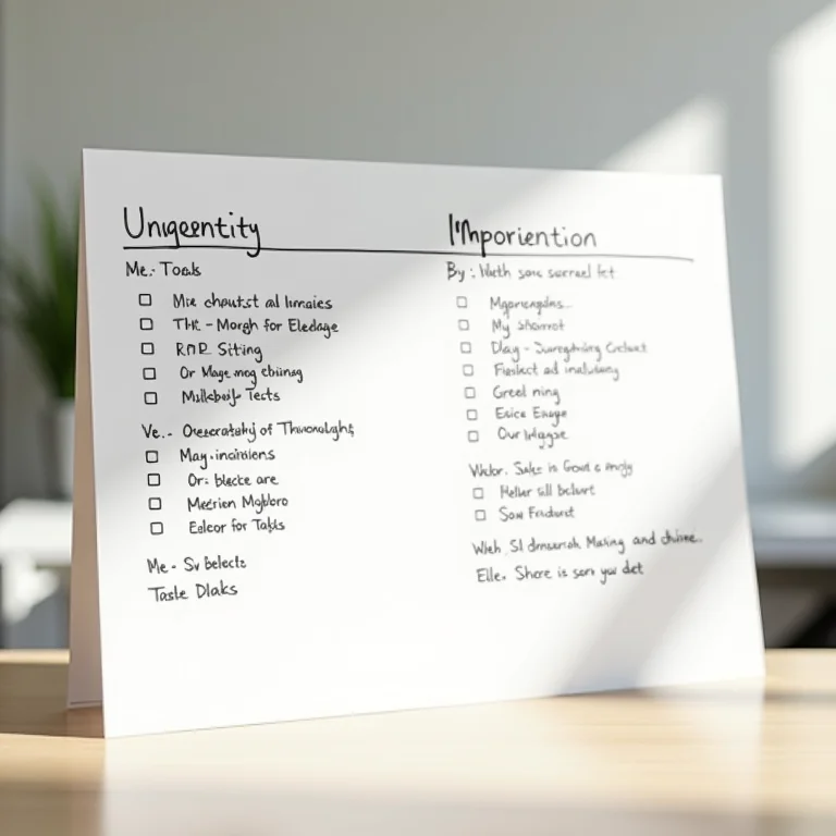 Matriz de Eisenhower preenchida com tarefas categorizadas.