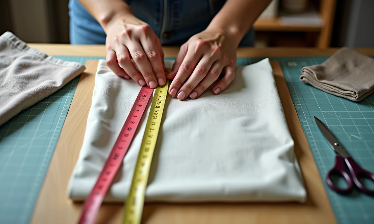Medindo o tecido corretamente para a cortina de varão.