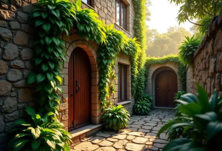 Melão-de-São-Caetano exuberante em jardim tropical