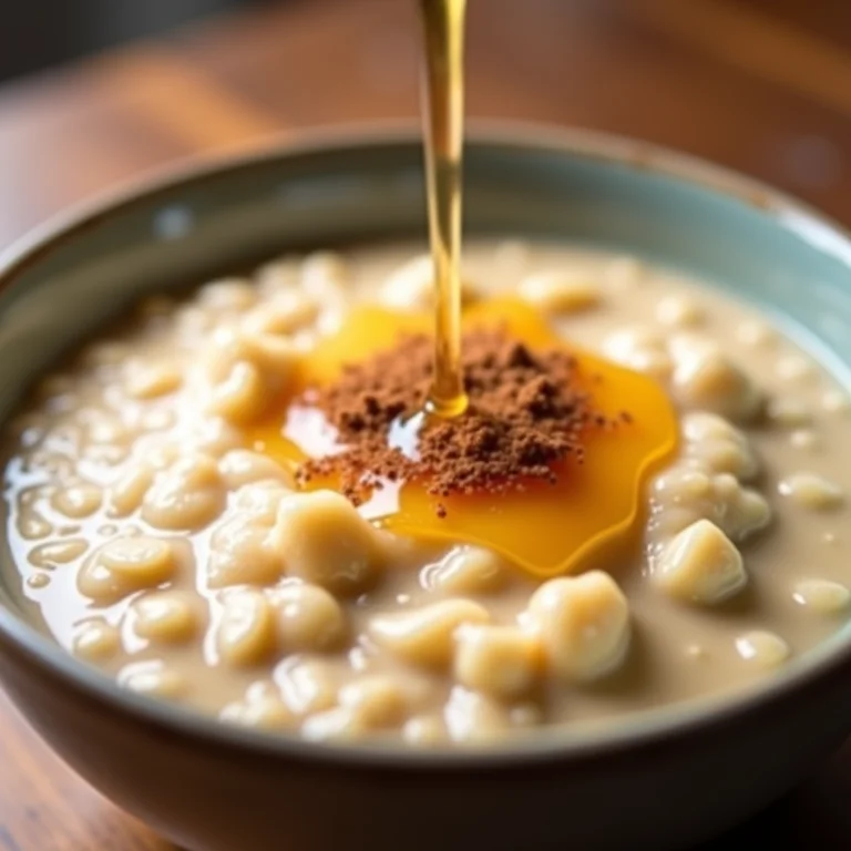 Mingau de aveia cremoso com canela e mel