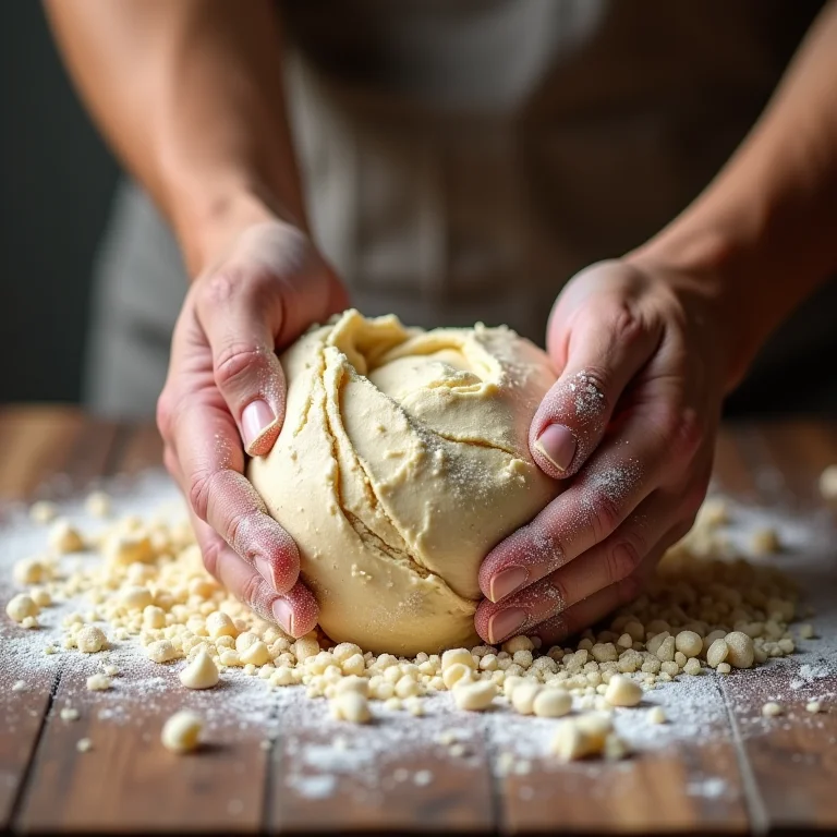 Modo de preparo: mãos preparando a massa do pão de quinoa.