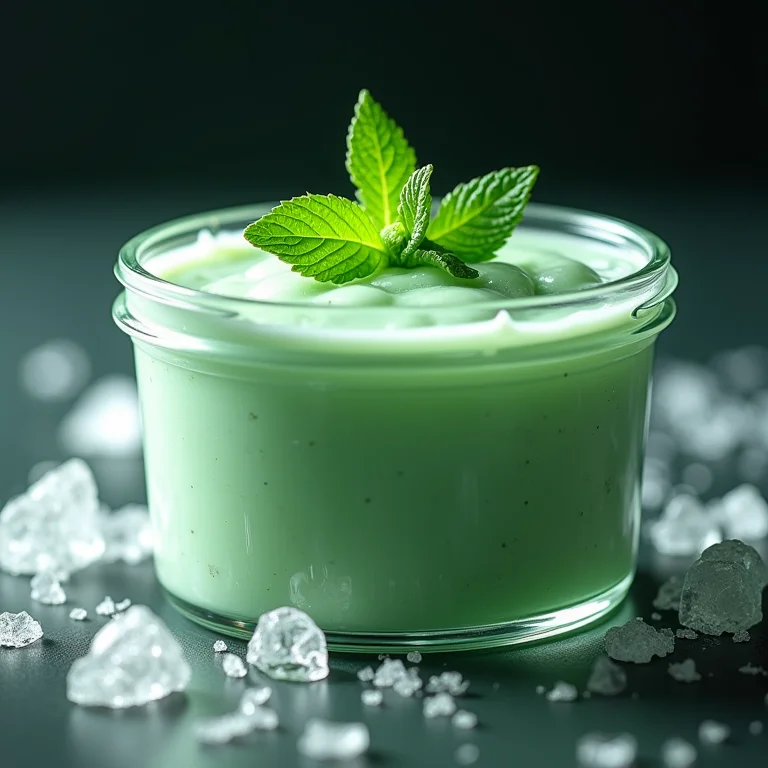 Molho de menta congelado em recipiente