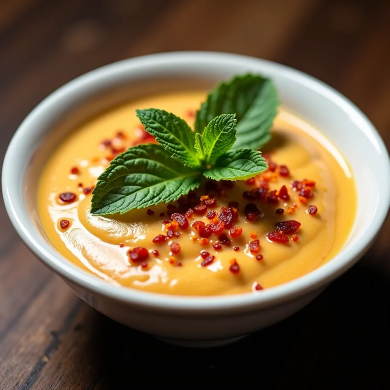 Molho de menta picante com flocos de pimenta