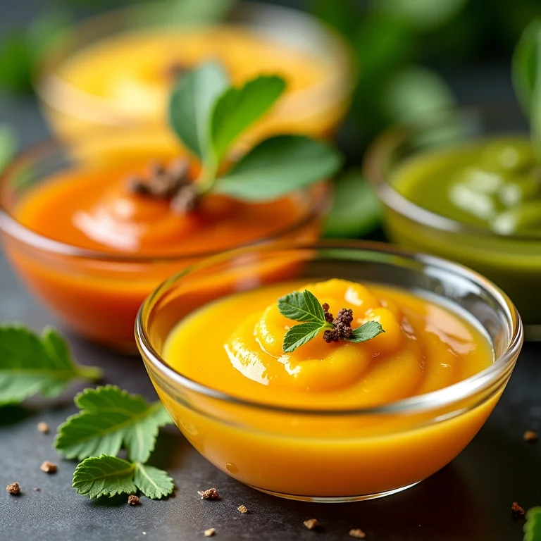 Molhos cítricos e aromáticos com azedinha em potes de vidro