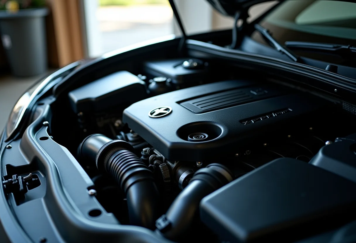 Motor de carro impecável após limpeza a seco