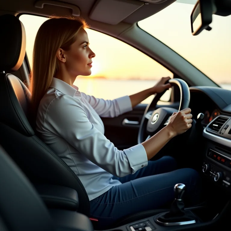 Motorista ajustando o assento do carro para uma postura correta e confortável.