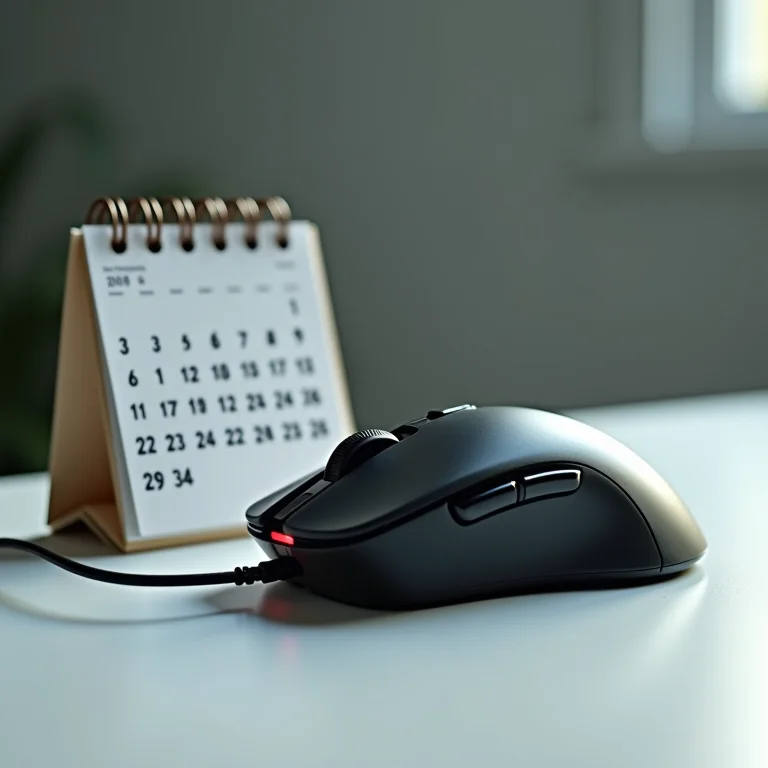Mouse gamer e calendário