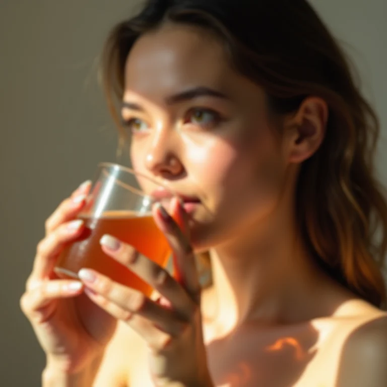 Mulher hidratando a pele com chá