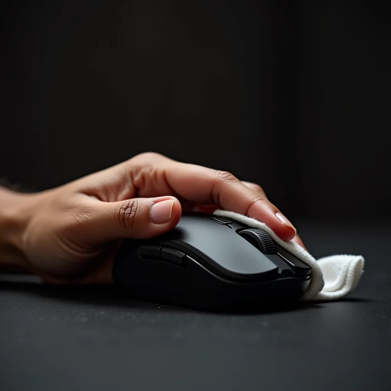 Mulher parda limpando mouse gamer