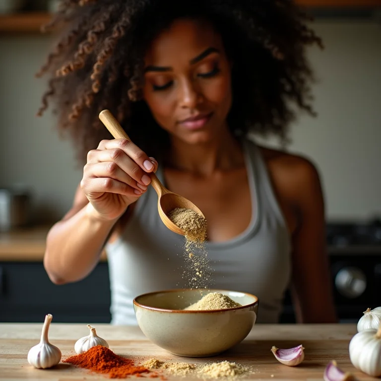 Mulher personalizando tempero de pão de alho caseiro