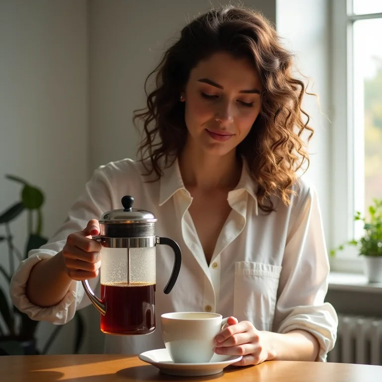 Mulher preparando chá de forma consciente