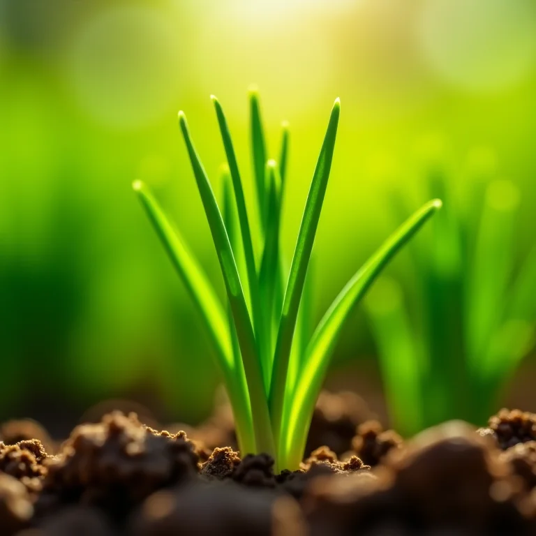 Nirá crescendo em um jardim ensolarado.