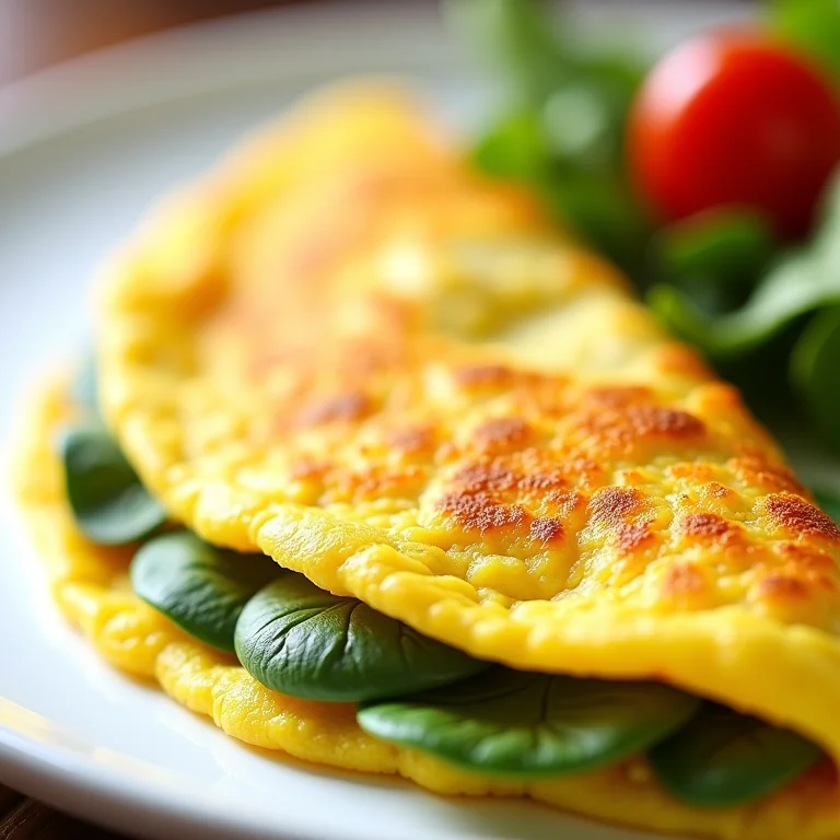 Omelete com azedinha servido com salada