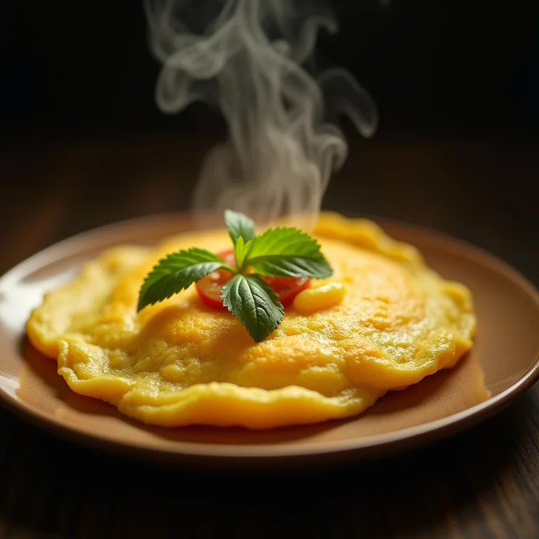 Omelete com nirá fresco.