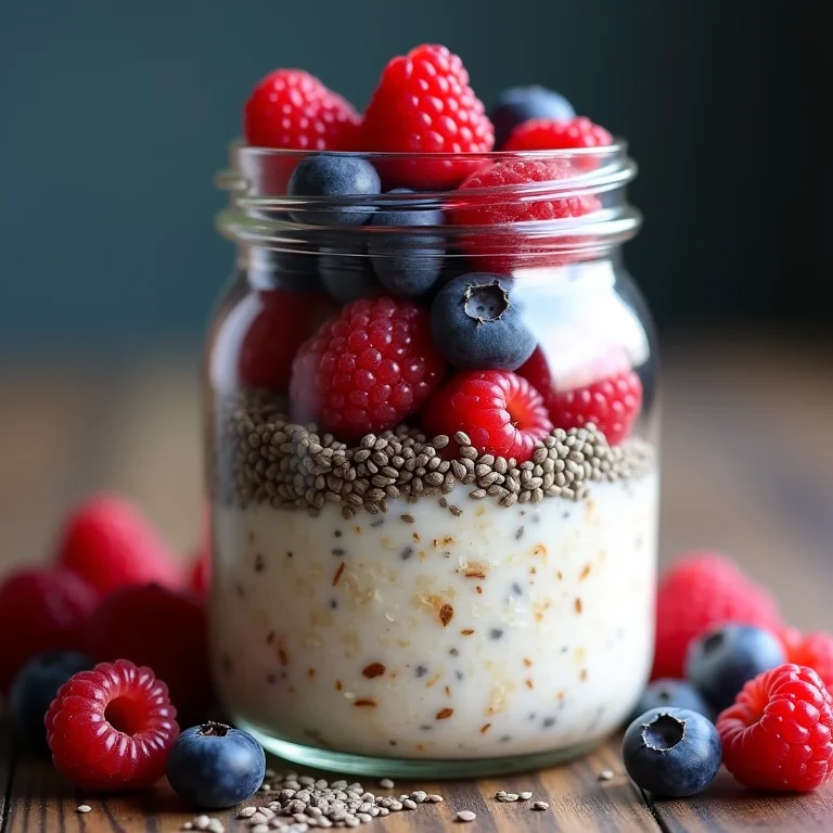 Overnight oats com frutas vermelhas e chia