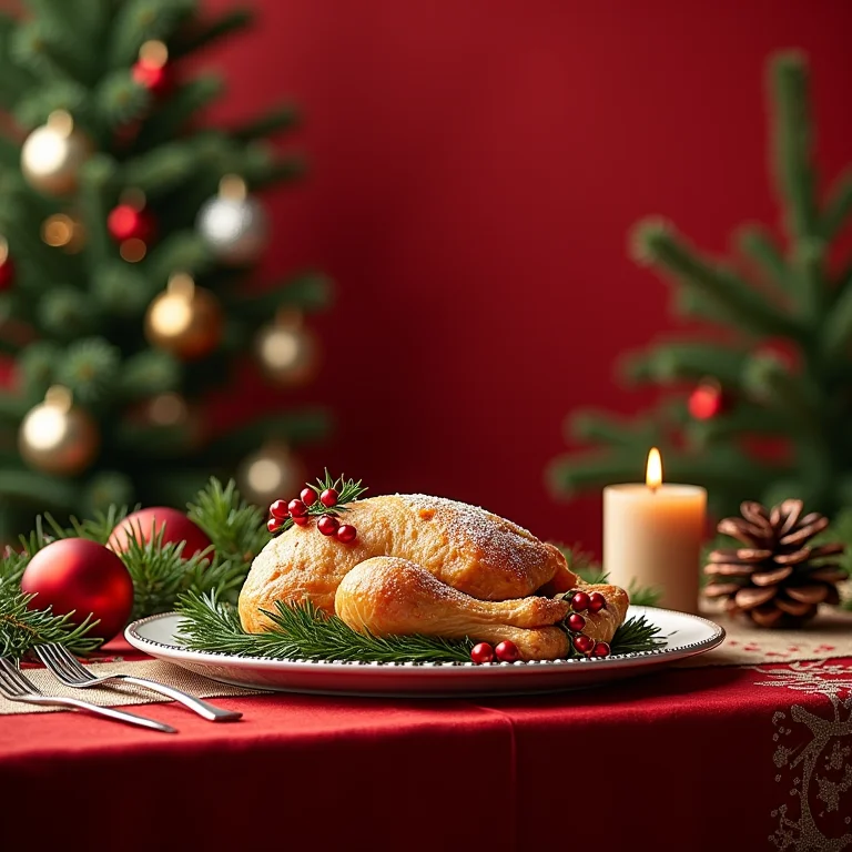 Paleta de cores vermelha e verde em uma mesa de Natal
